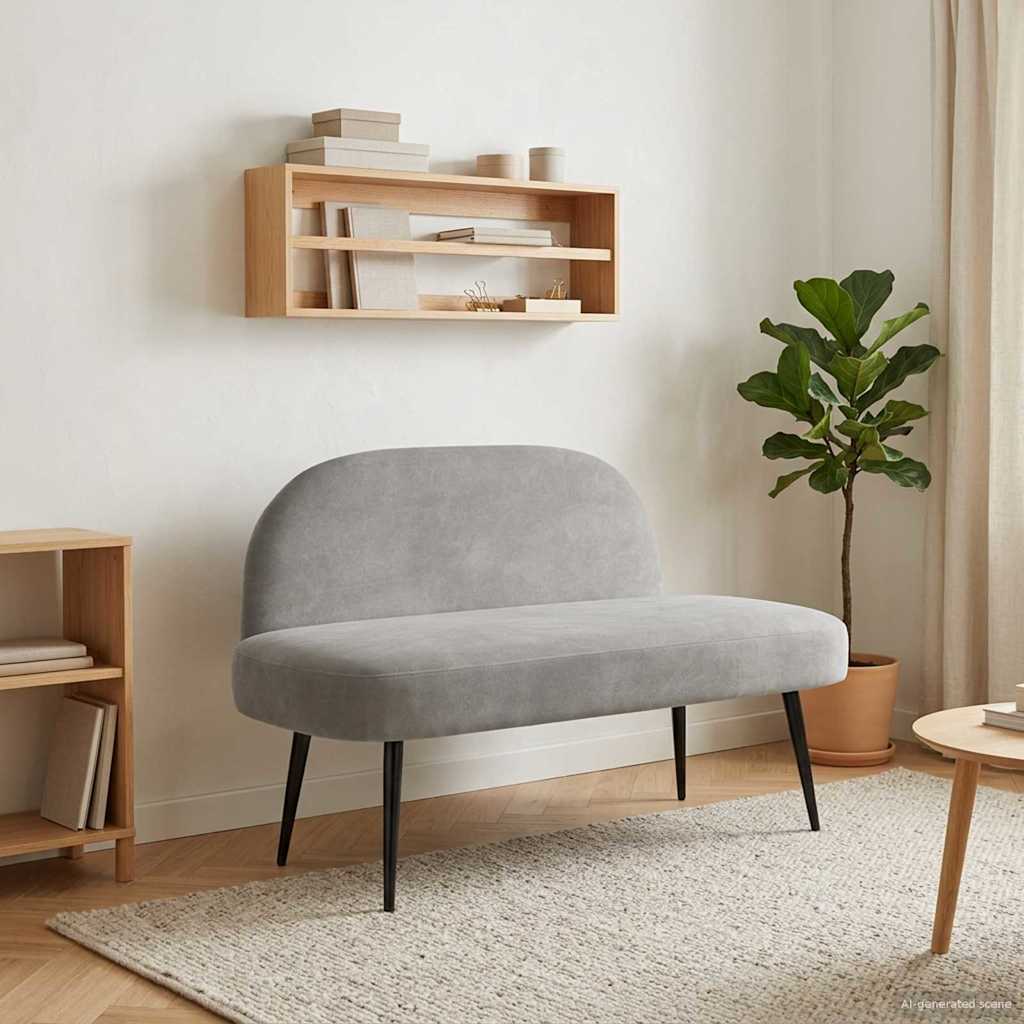 42040785_1.jpg vidaXL čalúnená lavica so spätným opierkom Svetlosivá 110 x 60 x 76 cm – Obrázok 1