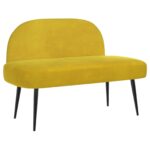 vidaXL čalúnená lavica so spätným opierkom Žltá 110 x 60 x 76 cm Zamat – Obrázok 2