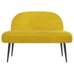 vidaXL čalúnená lavica so spätným opierkom Žltá 110 x 60 x 76 cm Zamat – Obrázok 3