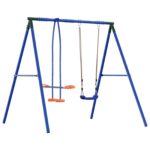 vidaXL Rám hojdačky vonku s hojdačkou pre až 3 deti 213 x 185 x 185 cm – Obrázok 2