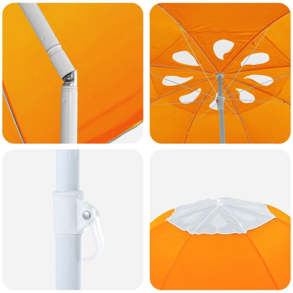 vidaXL Záhradný slnečník 160 cm 170T polyester Oranžová – Obrázok 4