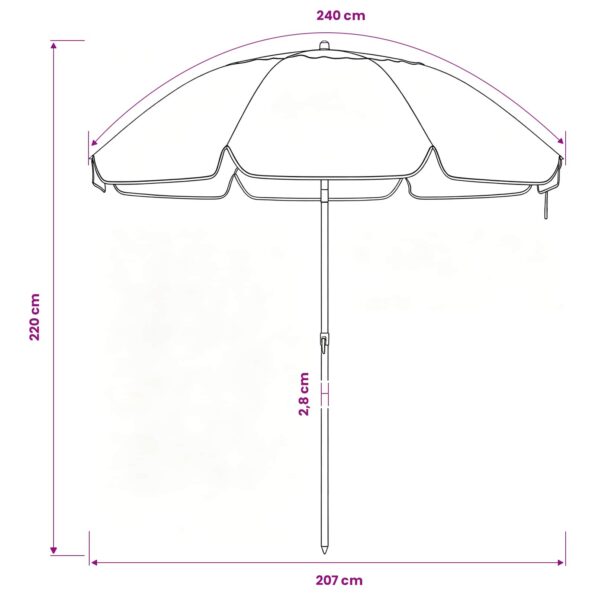 vidaXL Záhradný slnečník 240 cm 170T polyester Oranžová – Obrázok 7