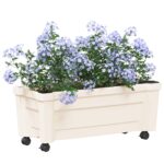 vidaXL Kvetináč Calypso s kolesami Biela 79 x 35 x 33 cm PP – Obrázok 3