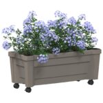 vidaXL Kvetináč Calypso s kolesami Sivá 79 x 35 x 33 cm PP – Obrázok 2