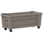 vidaXL Kvetináč Calypso s kolesami Sivá 79 x 35 x 33 cm PP – Obrázok 5