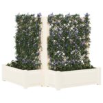 vidaXL Veľký kvetináč s trelážou 2 pcs Biela 143 x 143 x 133,5 cm PP – Obrázok 2