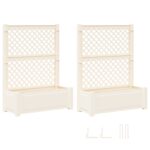 vidaXL Veľký kvetináč s trelážou 2 pcs Biela 143 x 143 x 133,5 cm PP – Obrázok 4