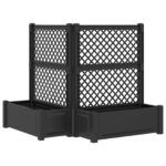 vidaXL Veľký kvetináč s trelážou 2 pcs Antracitová – Obrázok 2