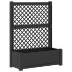 vidaXL Veľký kvetináč s trelážou 2 pcs Antracitová – Obrázok 4