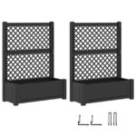 vidaXL Veľký kvetináč s trelážou 2 pcs Antracitová – Obrázok 5