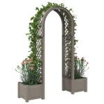 vidaXL Ružový oblúk s kvetináčom Sivá 168,5 x 43 x 207 cm PP – Obrázok 2