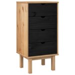 vidaXL Příborník OTTA Čierna 45 x 39 x 90 cm Borovicový masív – Obrázok 2