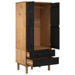 vidaXL Šatná skriňa OTTA Čierna 76,5 x 53 x 172 cm Borovicový masív – Obrázok 3