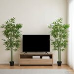 vidaXL Umelý bambusový strom 2 pcs Zelená 45 x 18 x 175 cm