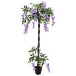 vidaXL Umelý fazuľový kvetinový strom Fialová 80 x 18 x 160 cm – Obrázok 2