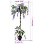 vidaXL Umelý fazuľový kvetinový strom Fialová 80 x 18 x 160 cm – Obrázok 6