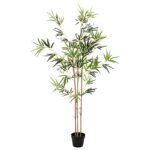 vidaXL Umelý bambusový strom Zelená 55 x 16 x 150 cm Látka a bambus – Obrázok 2