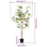 vidaXL Umelý bambusový strom Zelená 55 x 16 x 150 cm Látka a bambus – Obrázok 5