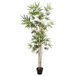 vidaXL Umelý bambusový strom Zelená 75,5 x 18 x 175 cm Látka a bambus