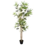 vidaXL Umelý bambusový strom Zelená 75,5 x 18 x 175 cm Látka a bambus – Obrázok 2