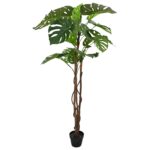 vidaXL Umelá Monstera rastlina Zelená 94 x 18 x 170 cm Látka a drevo – Obrázok 2