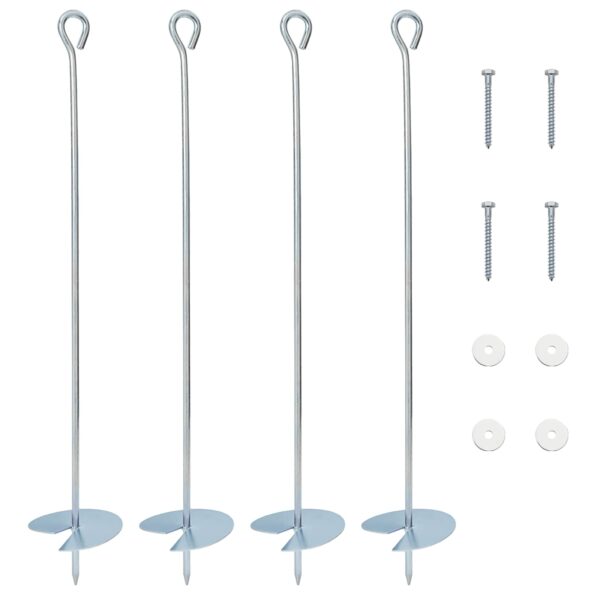 vidaXL Zemný kotviaci predmet 4 pcs Strieborná Ø10 x 60 cm – Obrázok 2