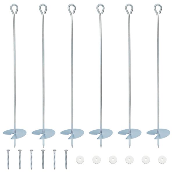 vidaXL Zemný kotviaci predmet 6 pcs Strieborná Ø10 x 60 cm – Obrázok 2