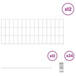 vidaXL Záhradný plot s kolíkmi 12 pcs 75 x 30 cm Mesh Pozinkovaná oceľ – Obrázok 3