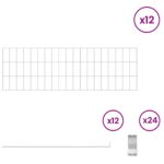 vidaXL Záhradný plot s kolíkmi 12 pcs 95 x 30 cm Mesh Pozinkovaná oceľ – Obrázok 3