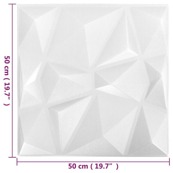 vidaXL Nástenné panely 24 pcs Diamond Biele 50 x 50 cm XPS Pena – Obrázok 5