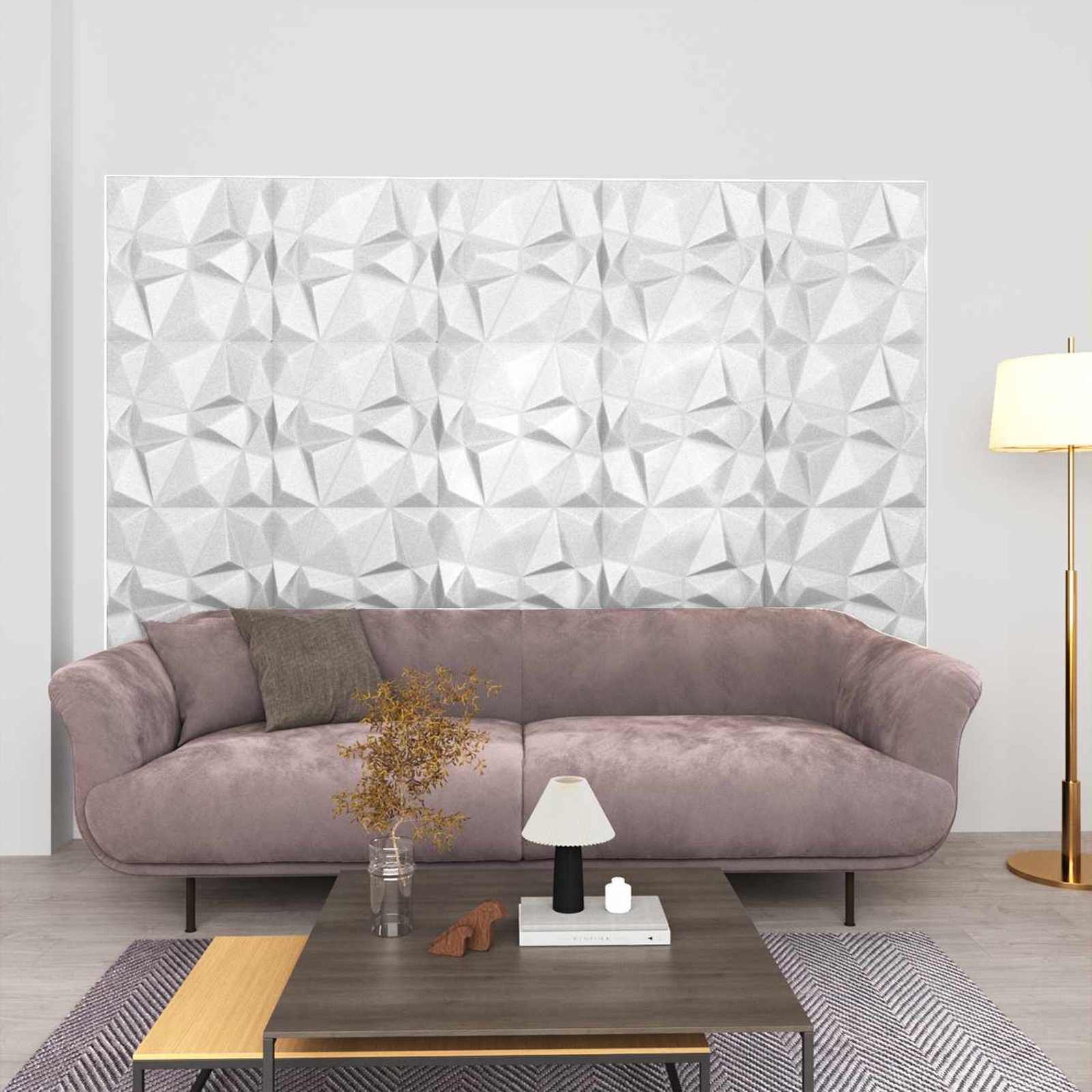 42046020_1.jpg vidaXL Nástenné panely 48 pcs Diamond Biele 50 x 50 cm XPS Pena – Obrázok 1