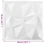 vidaXL Nástenné panely 48 pcs Diamond Biele 50 x 50 cm XPS Pena – Obrázok 5