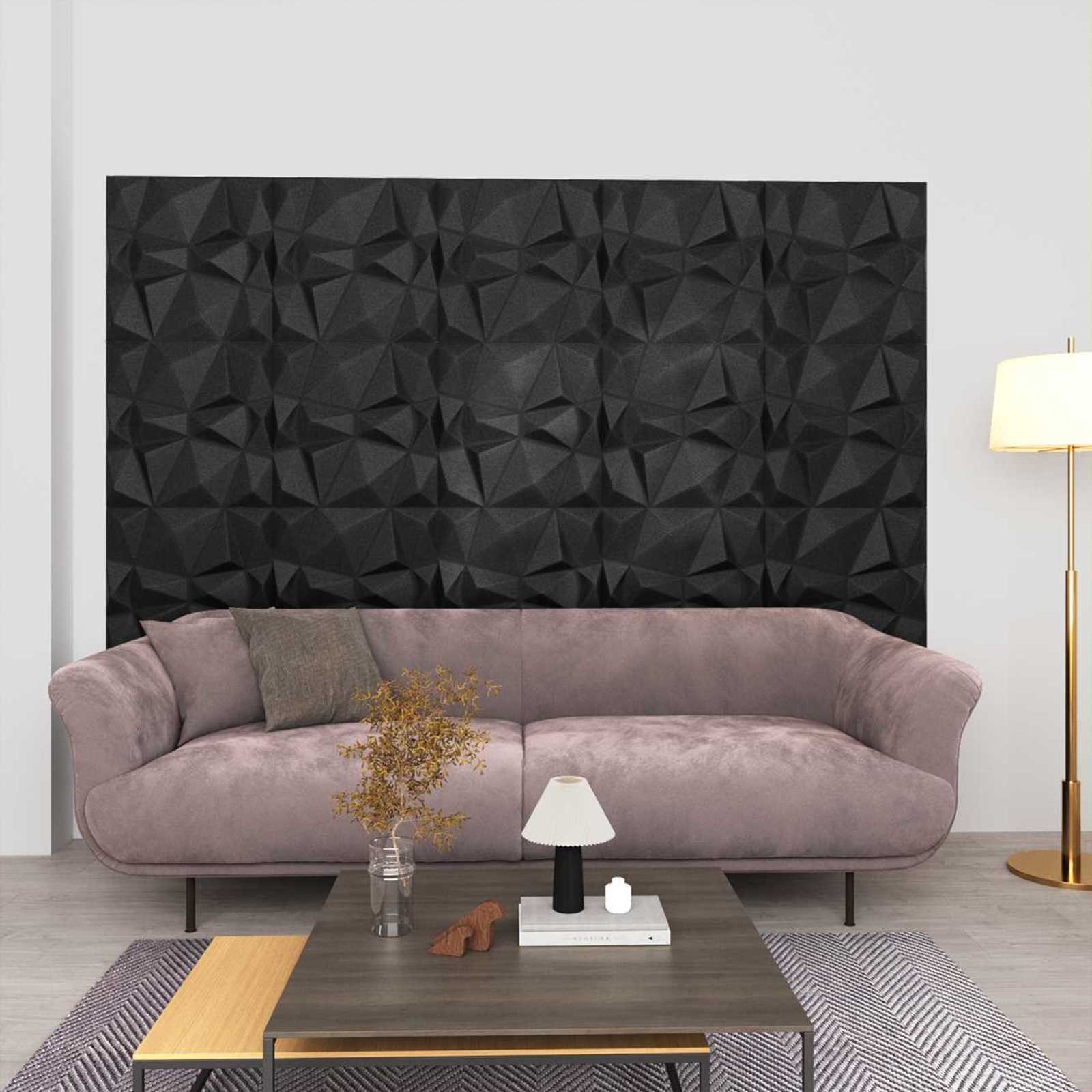 42046025_1.jpg vidaXL Nástenné panely 24 pcs Diamond Čierny 50 x 50 cm XPS Pena – Obrázok 1