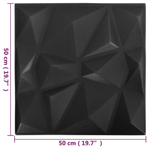 vidaXL Nástenné panely 24 pcs Diamond Čierny 50 x 50 cm XPS Pena – Obrázok 5