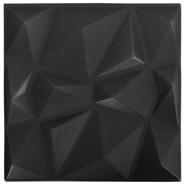 vidaXL Nástenné panely 48 pcs Diamond Čierny 50 x 50 cm XPS Pena – Obrázok 4