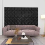 vidaXL Nástenné panely 12 pcs Origami Čierny 50 x 50 cm XPS Pena