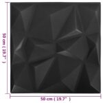 vidaXL Nástenné panely 12 pcs Origami Čierny 50 x 50 cm XPS Pena – Obrázok 5