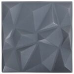 vidaXL Nástenné panely 24 pcs Diamond Šedý 50 x 50 cm XPS Pena – Obrázok 4