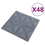 vidaXL Nástenné panely 48 pcs Origami Šedý 50 x 50 cm XPS Pena – Obrázok 3