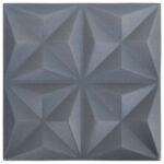 vidaXL Nástenné panely 48 pcs Origami Šedý 50 x 50 cm XPS Pena – Obrázok 5