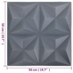 vidaXL Nástenné panely 48 pcs Origami Šedý 50 x 50 cm XPS Pena – Obrázok 6