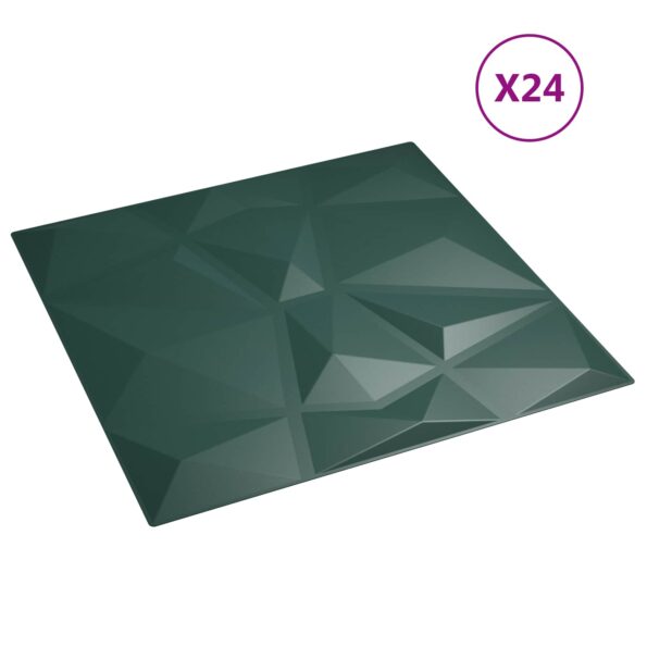 vidaXL Nástenné panely 24 pcs Zelená 50 x 50 cm XPS Pena – Obrázok 2
