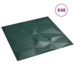 vidaXL Nástenné panely 48 pcs Zelená 50 x 50 cm XPS Pena – Obrázok 2