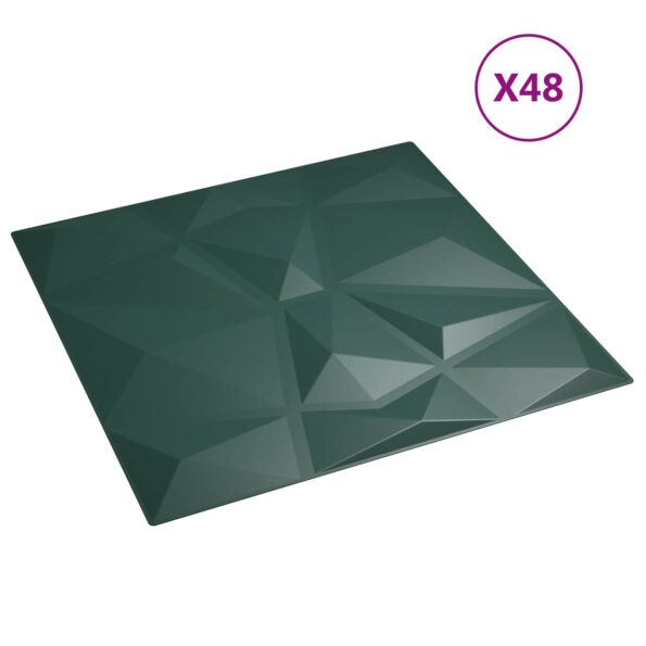 vidaXL Nástenné panely 48 pcs Zelená 50 x 50 cm XPS Pena – Obrázok 2