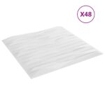 vidaXL Nástenné panely 48 pcs Biely kameň 50 x 50 cm XPS Pena – Obrázok 2