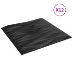 vidaXL Nástenné panely 12 pcs Čierny Kameň 50 x 50 cm XPS Pena – Obrázok 2