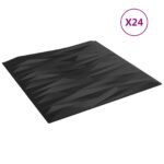 vidaXL Nástenné panely 24 pcs Čierny Kameň 50 x 50 cm XPS Pena – Obrázok 2