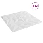 vidaXL Nástenné panely 12 pcs Biela 50 x 50 cm XPS Pena – Obrázok 2