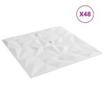 vidaXL Nástenné panely 48 pcs Biela 50 x 50 cm XPS Pena – Obrázok 2