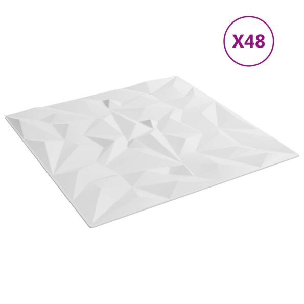 vidaXL Nástenné panely 48 pcs Biela 50 x 50 cm XPS Pena – Obrázok 2